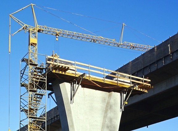 bridge, architecture, crane, concrete, metal, sky