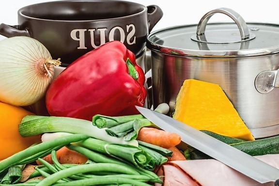sera, papryki, cebuli, warzyw, żywności, metal, lunch, kuchnia