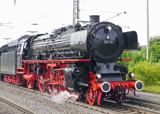steam locomotive, railroad, train, metal, vehicle, engine