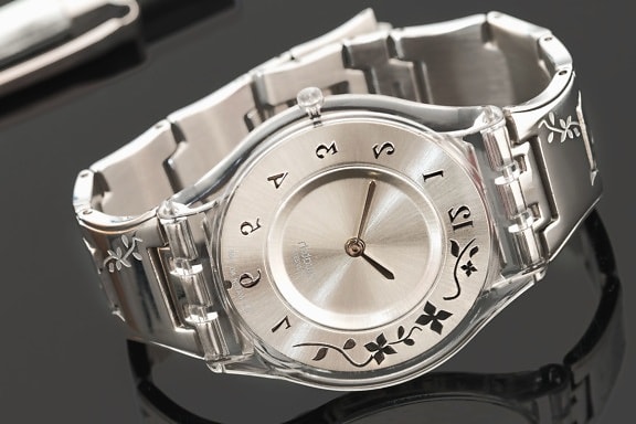 Bracelet, bracelet, métal, chrome, horloge, heure, minute, heure