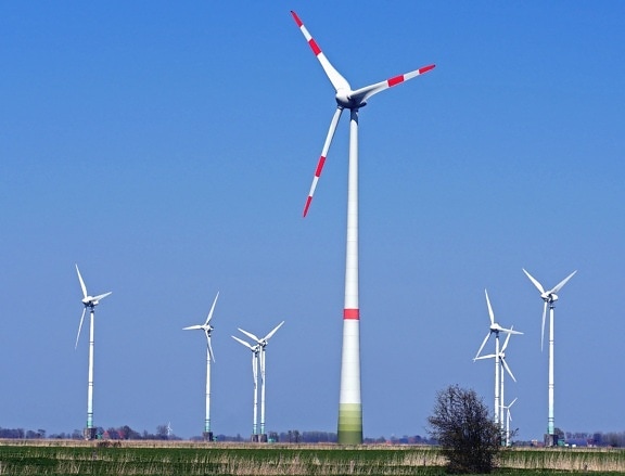 moinho de vento, poder, vento, Prado, electricidade, metal, hélice