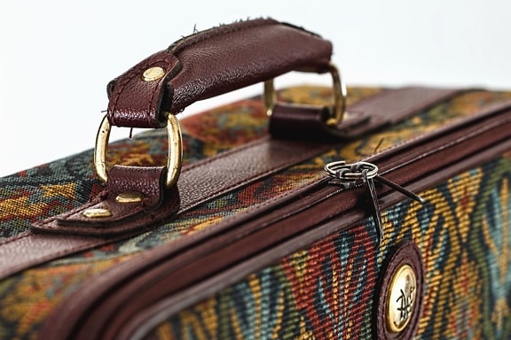suitcase, canvas, leather, travel, metal