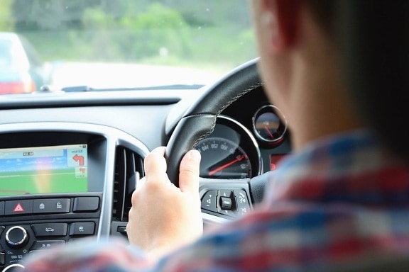 auto met chauffeur, technologie, navigatie, dashboard