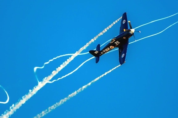 Avión, acrobacia, airshow, hélice, humo