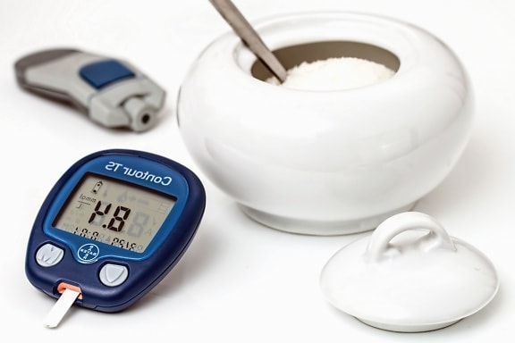 diabetes, blood sugar meter, sugar, device, bowl
