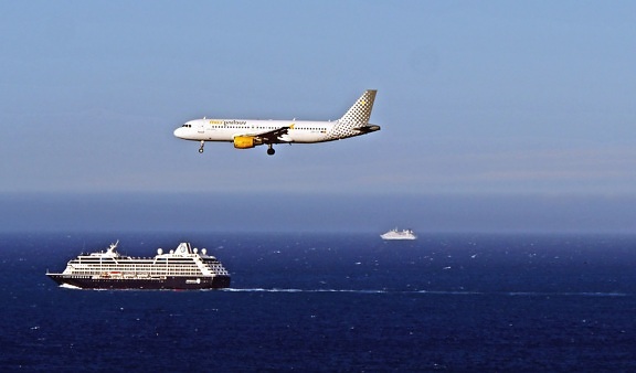 Uçak, seyahat, cruiser, deniz, su, yaz, tatil