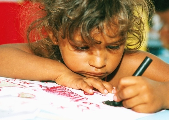 girl, drawing, color, paper, child