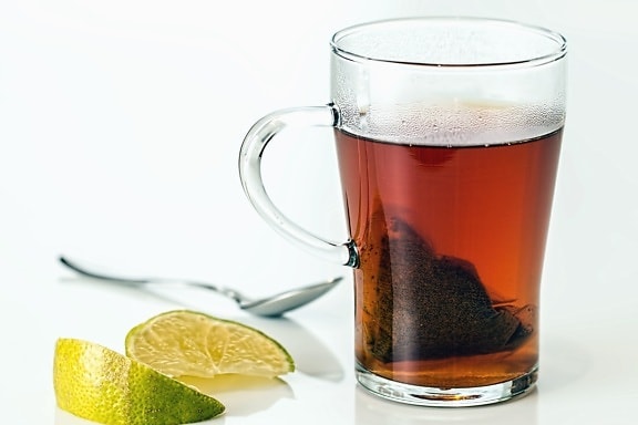 Tea, drink, fruktsaft, glas, citron, sked, hälsa