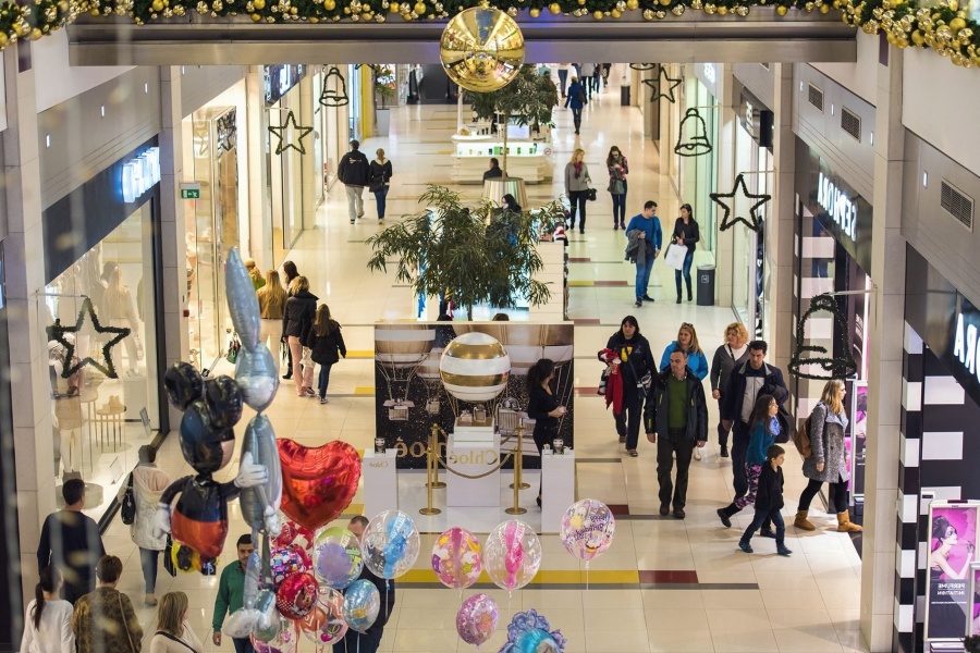 jul, butik, dekoration, holiday, människor, ballong