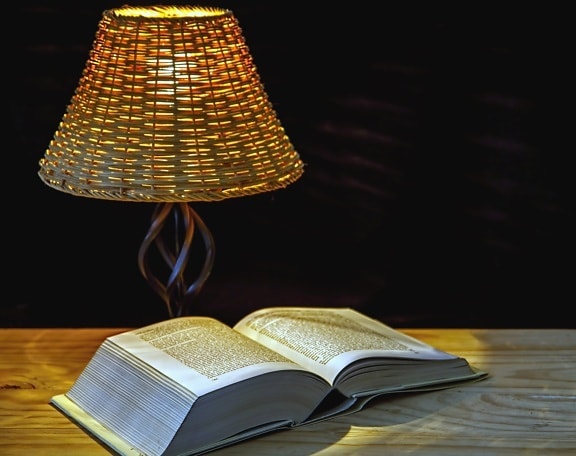 carte, lampă, masa, lemn, de învăţare, încă de viaţă, ştiinţă