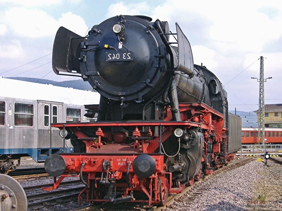 Локомотив, влак, железопътен, железопътен, небе, пара, въглища, механизъм, двигател