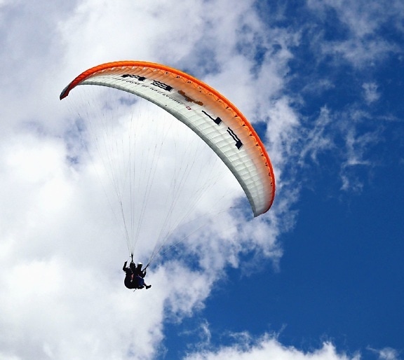 sky, cloud, parachute, plane, jump, adrenaline