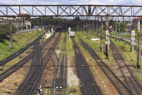 기차, 기관차, 철도, 교차로, 신호등, 교통