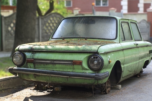car, rust, vehicle, wreck, dirty, street