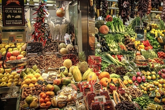 Légumes, fruits, marché, plantes, régime, organique