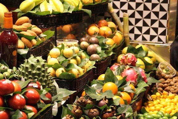 frugt, marked, kurv, mad, sød, økologisk