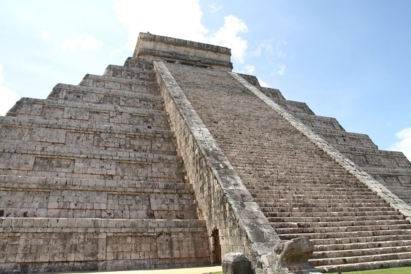 Pyramid, byggnad, sky, historiska, trappor, arkitektur