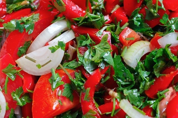 tomate, cebola, aipo, salada, alimentos, vegetais, nutrição