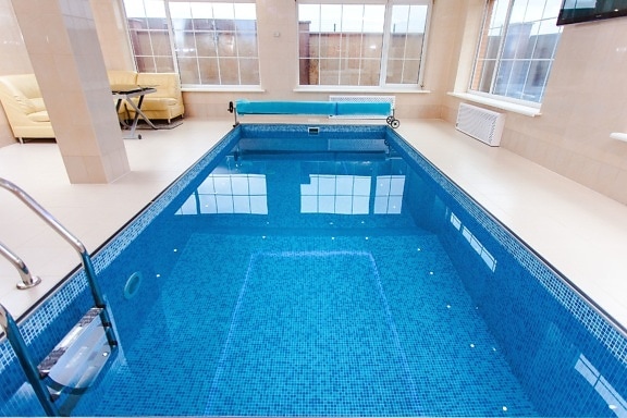 swimming pool, water, interior, table, recreation, window