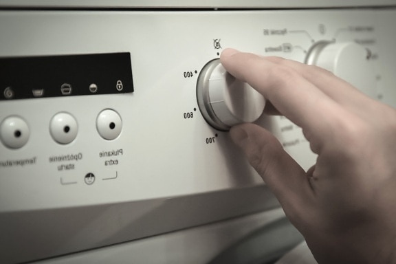 máquina de lavar, botão, regulamento, entregar, tecnologia, técnica