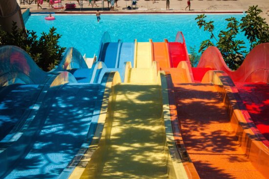 water slide, water, pool, summer, attraction, adrenaline, park