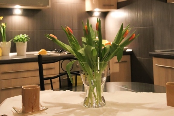 váza, növény, virág, levél, dekoráció, ház, asztal, szék, csokor