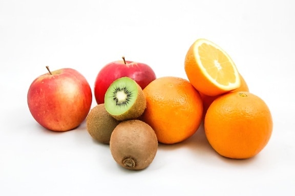 Obst, Lebensmittel, frisch, Apfel, Kiwi, Orange, Vegetarier, süß