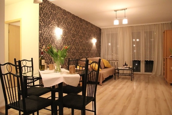 interiér, místnost, stůl, nábytek, domů, podlahy, pohovka, výzdoba, moderní, židle