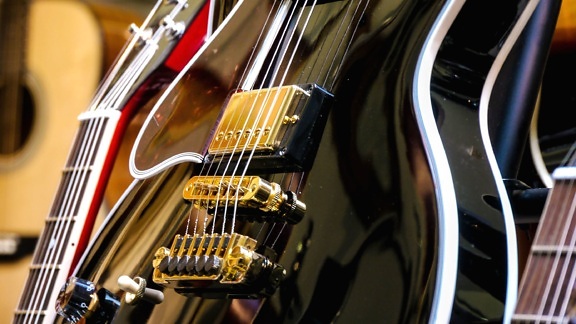 guitar, instrument, string, music, reflection, electric, technology