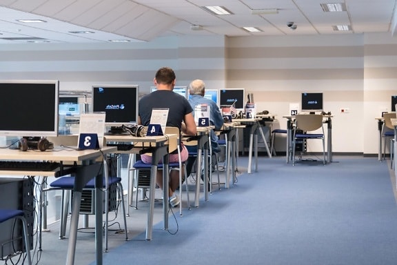 komputer, Meja, kursi, interior, Universitas, teknologi