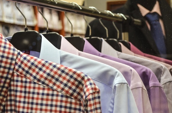 рубашка, розовый, голубой, магазин, Мода, человек, Текстиль