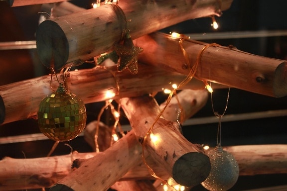 украшения, рождественские, закройте, плафона лампочки