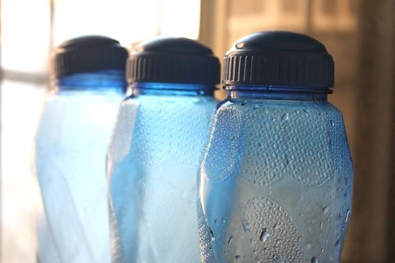Azul, botella, agua, contenedor, gráfico, plástico