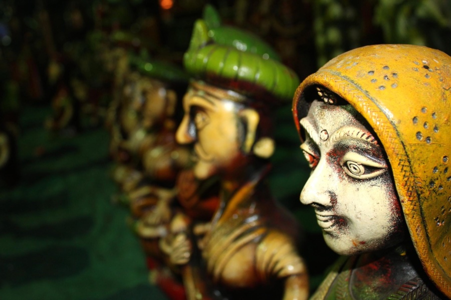 colorido, Índia, escultura, pessoas, atraente, estátua