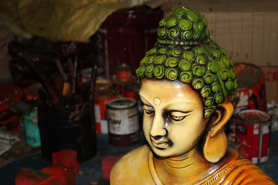 Budismo, religião, estátua, objeto colorido, escultura,