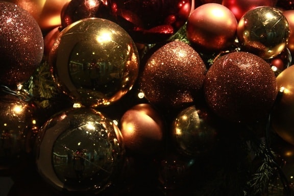 Noël, reflet, décoration, sombre, ornement
