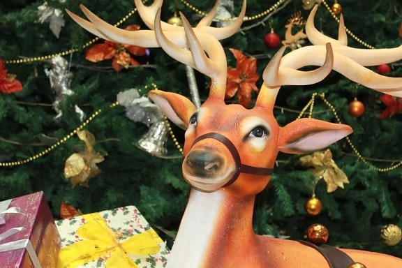 reinsdyr, jul, tree, dekorasjon, leketøy