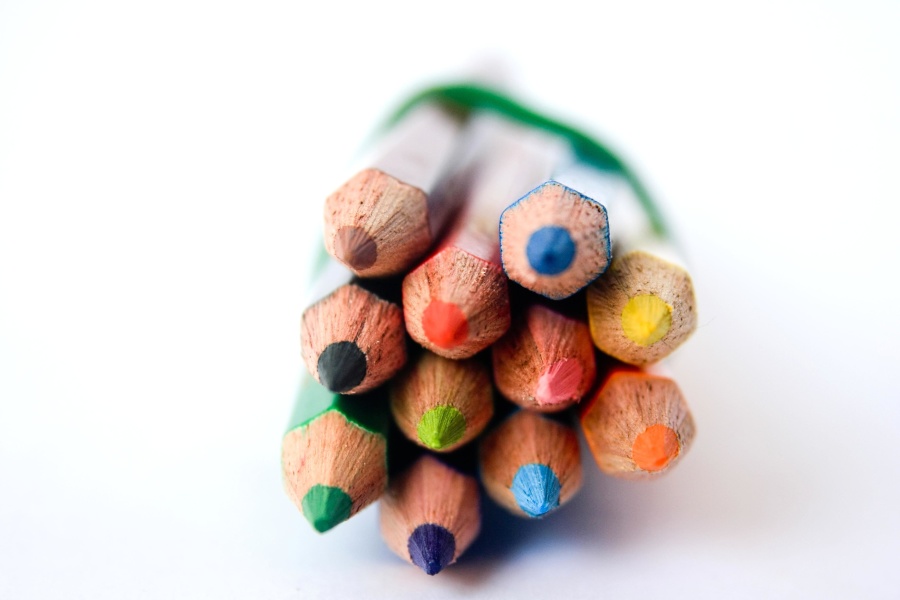 farby, ceruzky, farebné, objekt