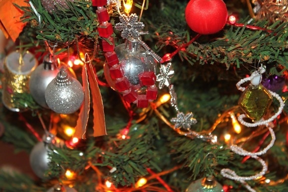 karácsonyi, ünneplés, ág, növény, fa, levél, dekoráció