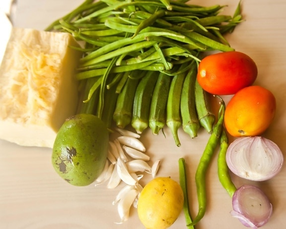 Verdura, dieta, cibo, pomodoro, cipolla, insalata, aglio
