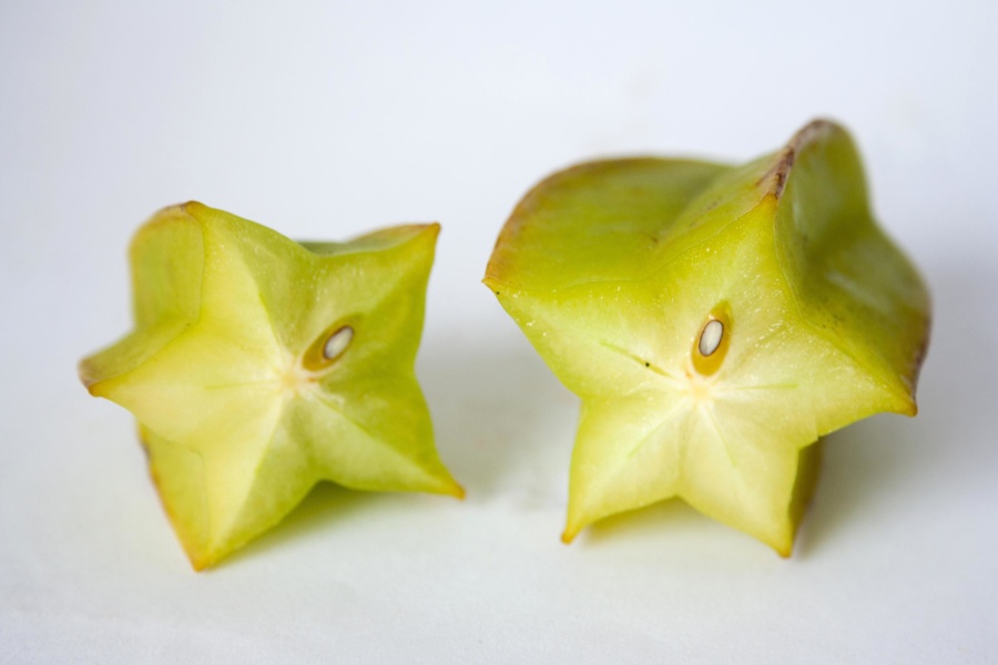gwiazda, kształt, owoc, owoc Karambola, żółty