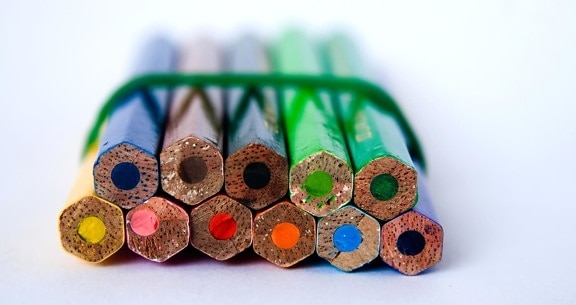 cor, objeto colorido, lápis, macro
