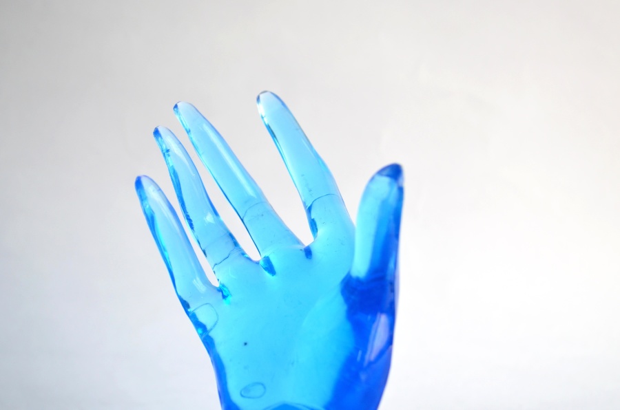 modrá, ruka, crystal, umění, sklo, plastiky