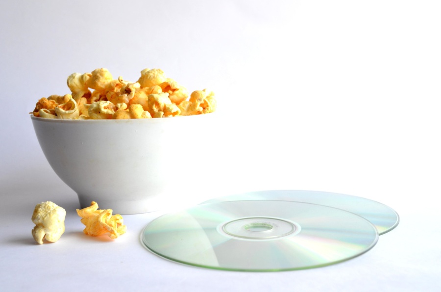 Popcorn, film, disco, divertimento