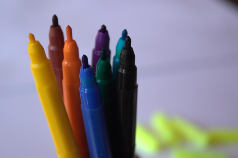 pensil, krayon, pendidikan, sekolah, rainbow, menggambar, warna-warni