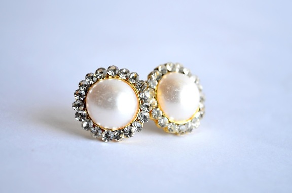 Perle, boucles d'oreille, blanc, bijoux, argent