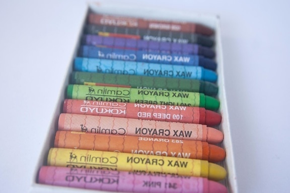 wax, colorful, crayon, box