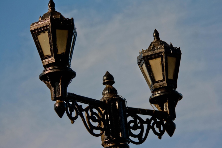 strada lampă, lampă, lanterna, fier, decor