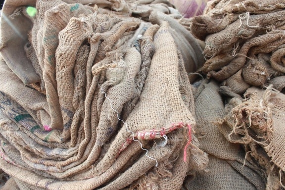 old, jute, sack, rope, textile, fabric