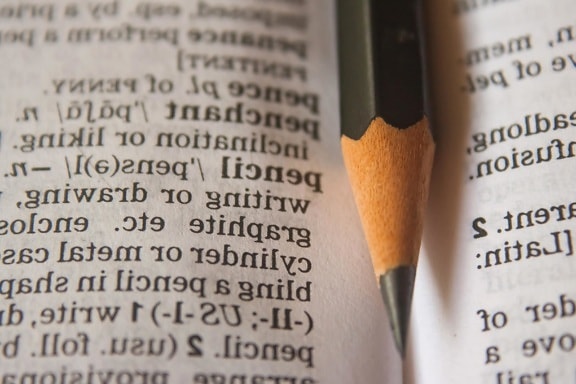 pencil, dictionary, paper, text, book